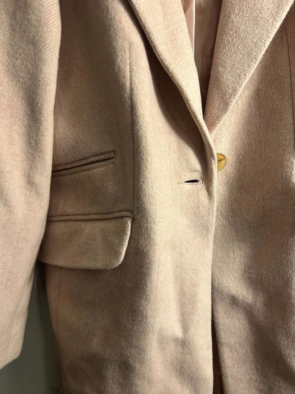 Topshop Pink Herringbone Wool Blend Single Breasted Coat Size US 8 UK 12 - Picture 3 of 5